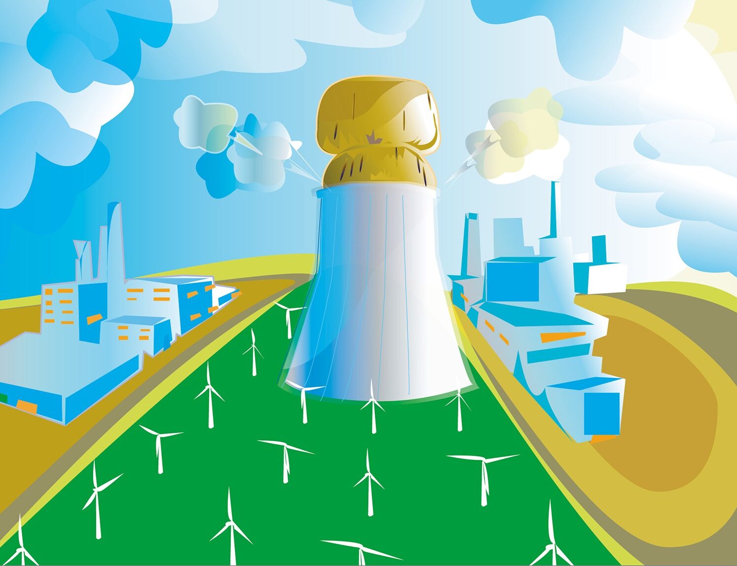 illustration vectorielle - eoliennes