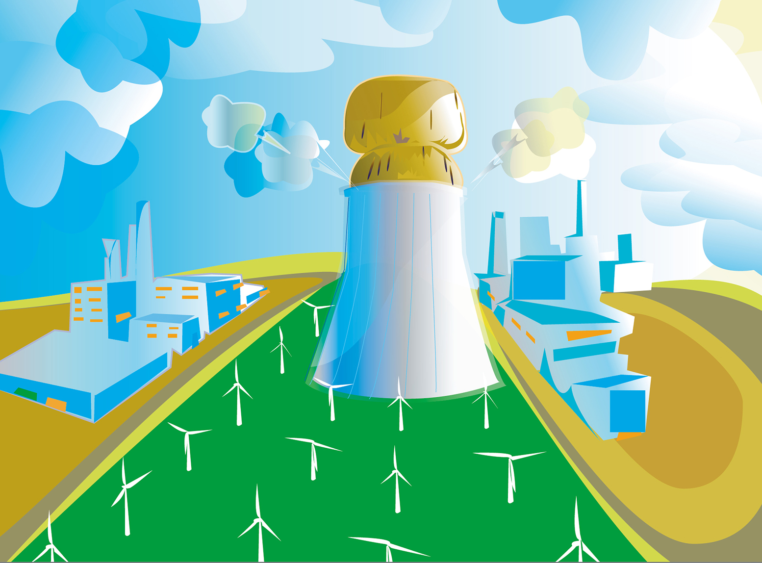 illustration vectorielle - eoliennes
