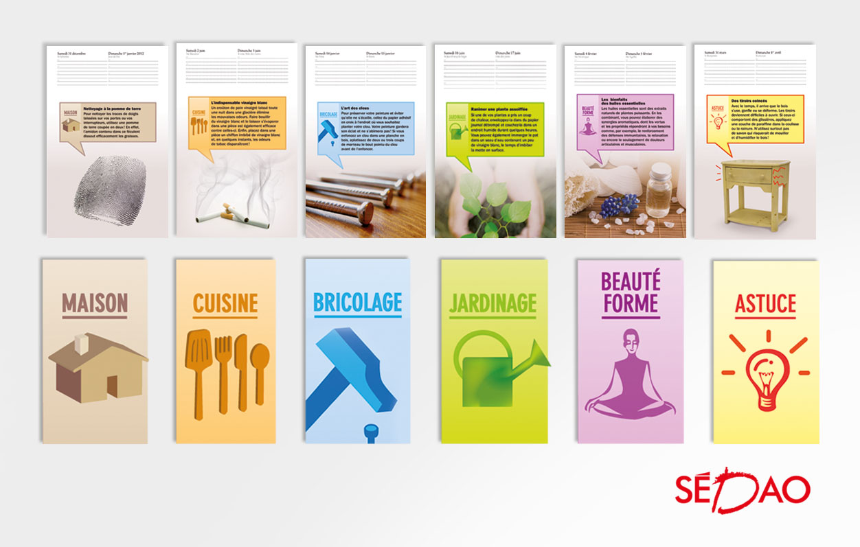 conception et realisation graphique - agenda sedao 2012 -pictogrammes